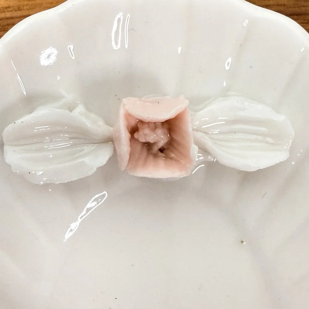 Japan Bone China Pink Rose‎ Jewelry Dish Scalloped Edge Vintage CottageCore